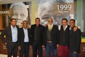 Robbie Naidoo, Nithia Naidoo, Dhilosen Pillay, Farook Khan, Dr Ashwin Desai and Vinnie Sivabhadan at the opening night of the 1860 Museum