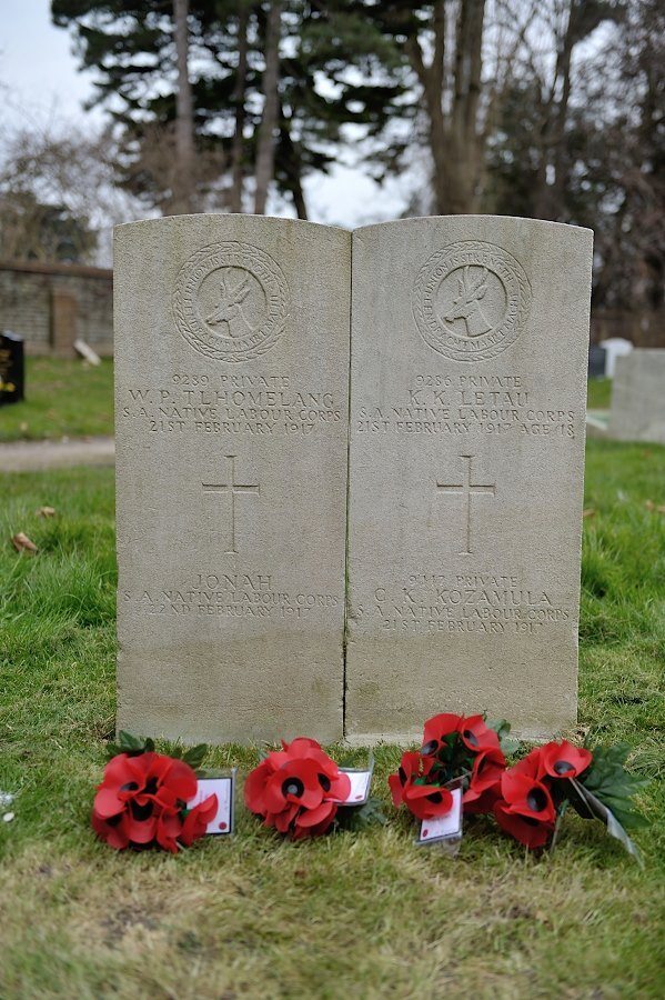 Two graves containing the bodies of eight SANLC men