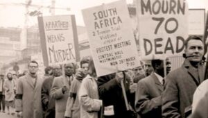 Crowds gathered outside South Africa House in London's Trafalgar Square, chanting, "Murder, Murder!"