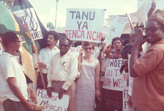 Eleanor Kasrils at an anti-apartheid march whilst in exile