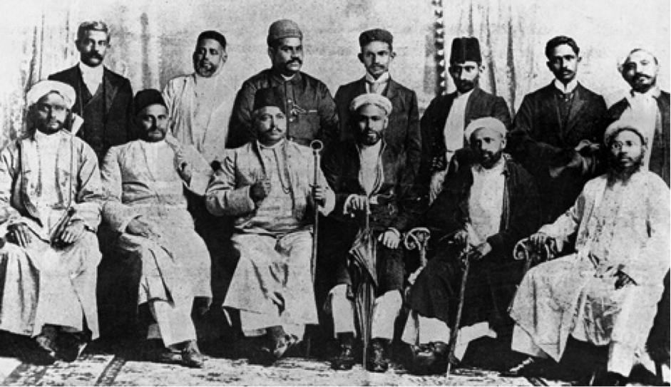 Founding members of the NIC in 1894, Mahatma Gandhi is in the centre of the back row.