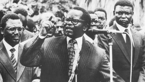 Oliver Tambo speaking at an ANC solidarity event