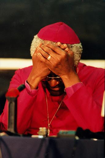 Archbishop Emeritus Desmond Tutu breaks down during hearings of the TRC in 1997